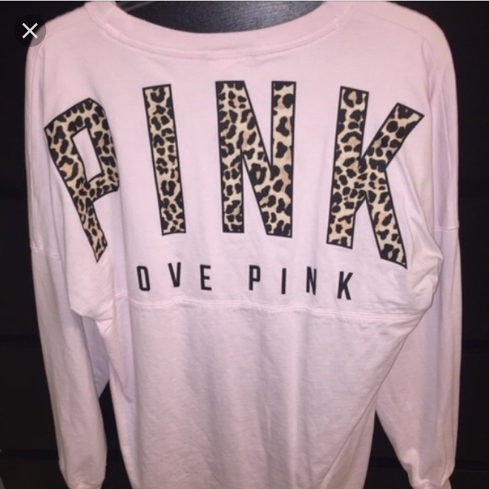Vs baby pink & leopard crew